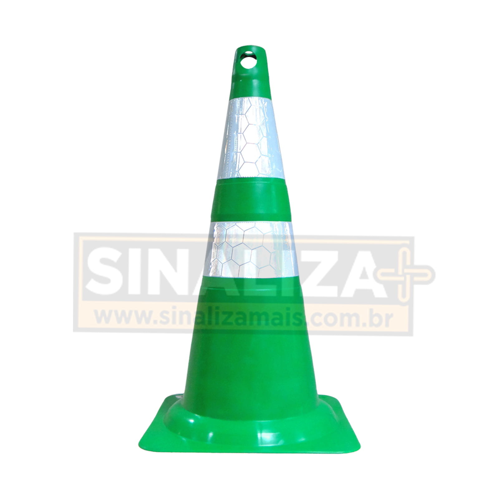 Cone de Sinalização Verde 75 cm Flexível
