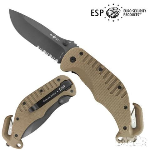 Canivete de resgate ESP RKK-01S com lâmina serrilhada